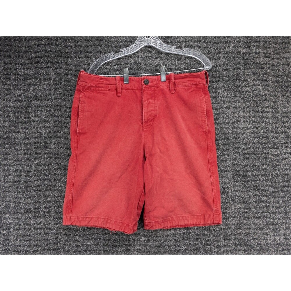 Abercrombie Fitch Shorts Mens 32 Faded Red Distressed Cotton Canvas Chino Preppy